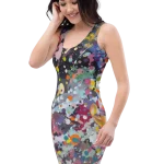 wild peach clothing | Paint splatter 2 bodycon dress | Left front view