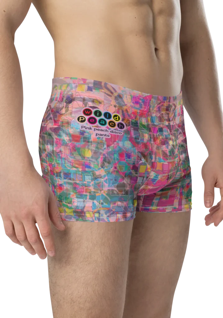 wild peach clothing | Pink peach disco pants boxer briefs | Right front view
