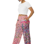 wild peach clothing | Pink peach disco pants - Wide leg pants | Left front view