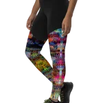 wild peach clothing | Colorful kaleidoscope sports leggings | Left front view