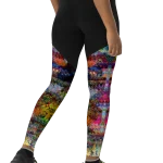 wild peach clothing | Colorful kaleidoscope sports leggings | Right back view