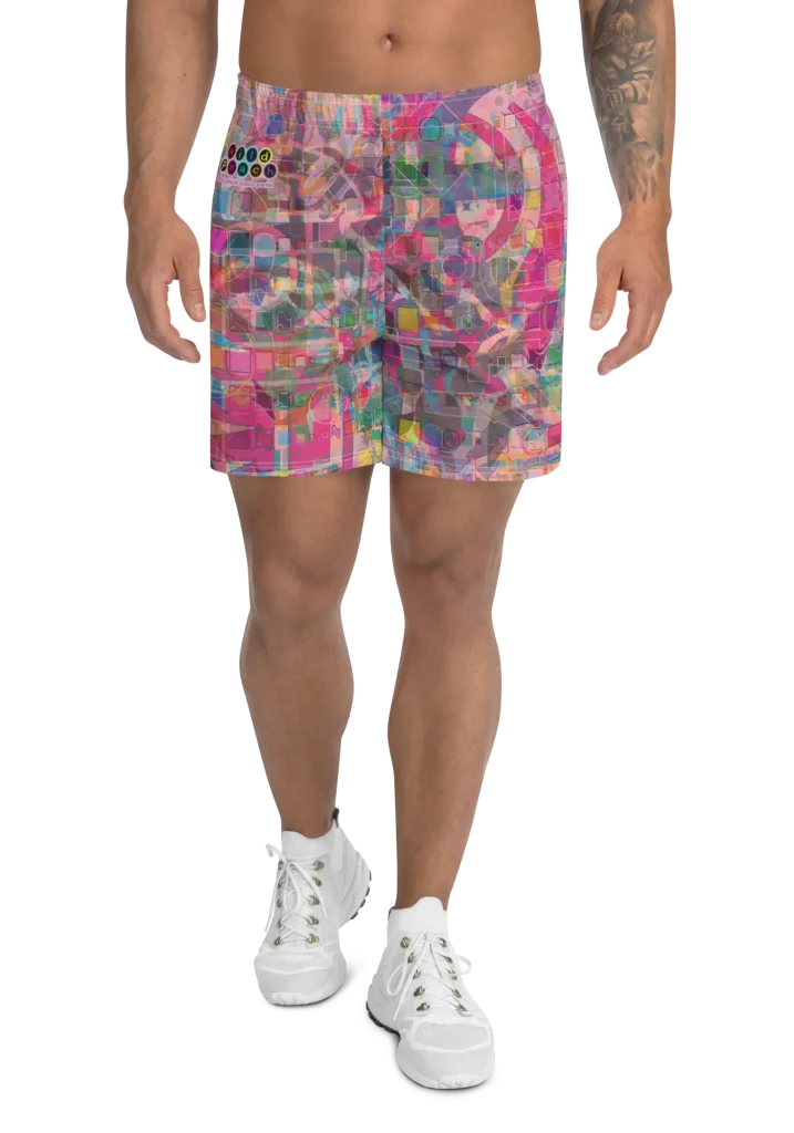 Pink peach disco pants athletic long shorts