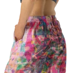 wild peach clothing | Pink peach disco pants athletic long shorts | Left back view