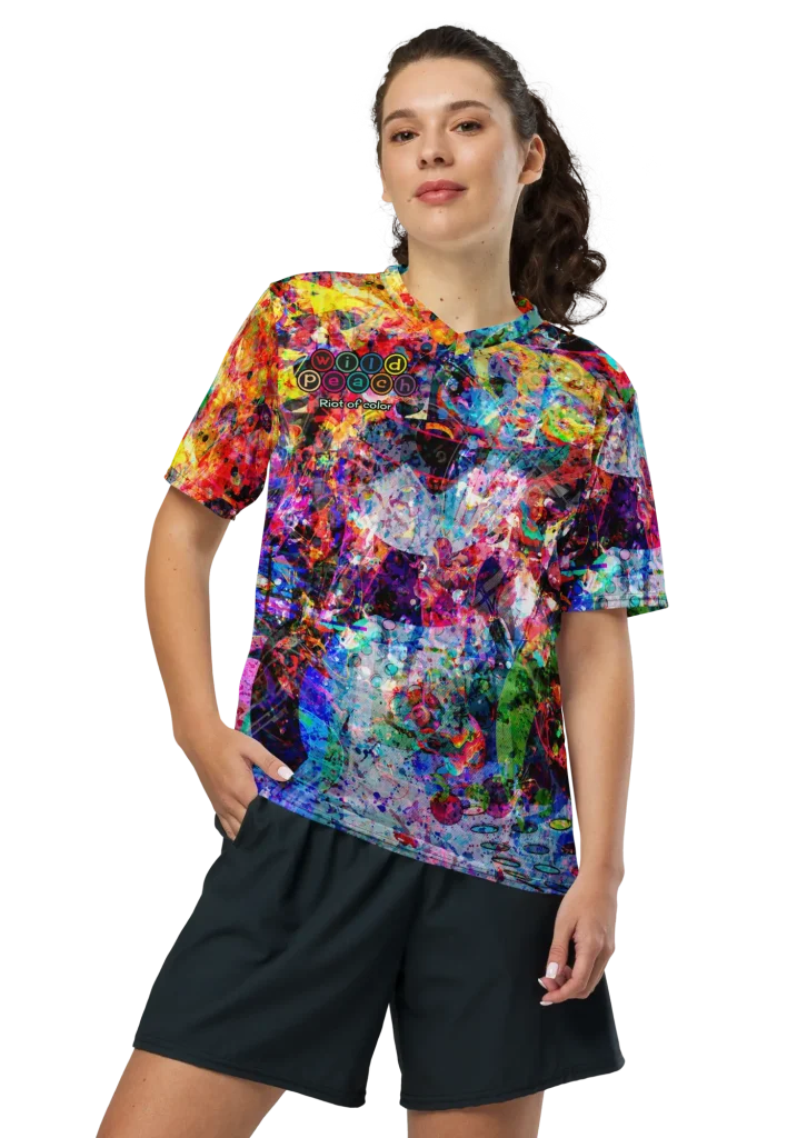 wild peach clothing | Riot of color sports jersey | Front view