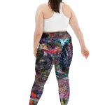 wild peach clothing | Colorful machine plus size leggings | Back view