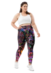 wild peach clothing | Colorful machine plus size leggings | Front view