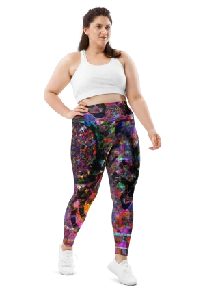 wild peach clothing | Colorful machine plus size leggings | Front view