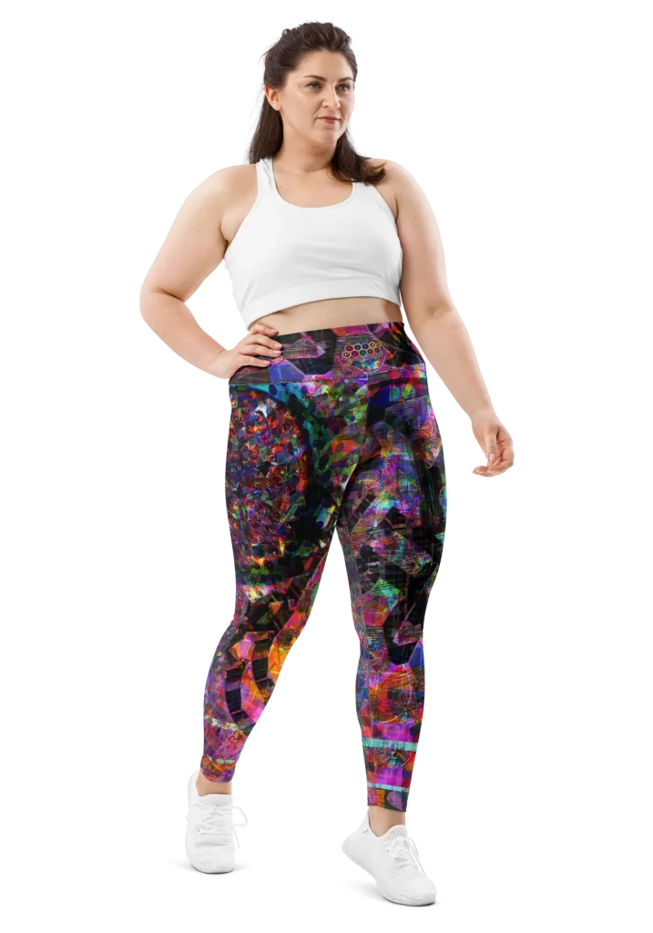 wild peach clothing | Colorful machine plus size leggings | Front view
