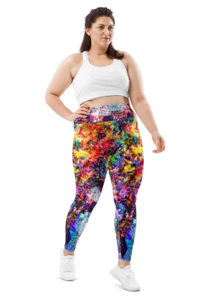 wild peach clothing | Riot of color plus size leggings | Front view