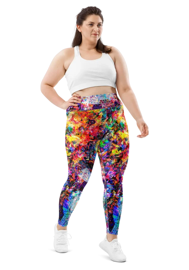 wild peach clothing | Riot of color plus size leggings | Front view