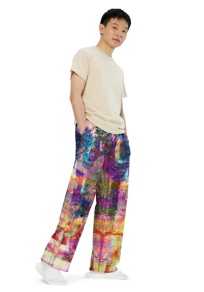 wild peach clothing | Drugged out monkey happy pants | Right front view