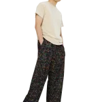 wild peach clothing | The dude goes dark wide leg pants | Right front view