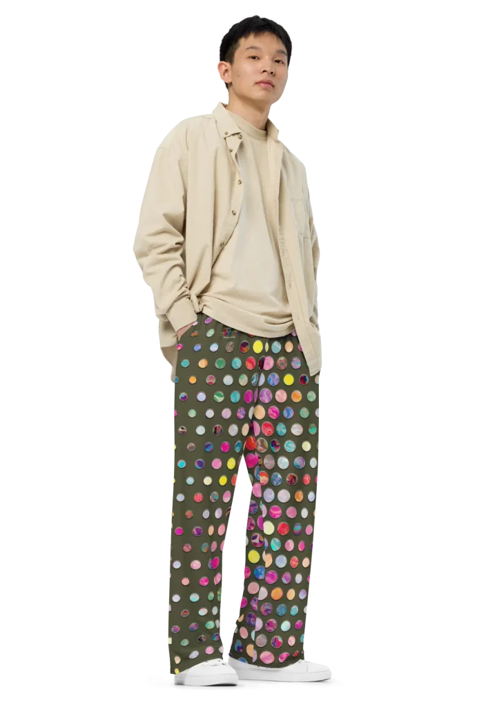 wild peach clothing | Army green party pants wide leg pants | Right front view