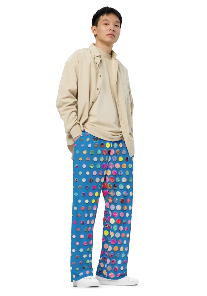 wild peach clothing | Blue party pants wide leg pants | Right front view