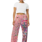 wild peach clothing | Pink peach disco pants wide leg pants | Front view