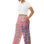 wild peach clothing | Pink peach disco pants wide leg pants | Left front view