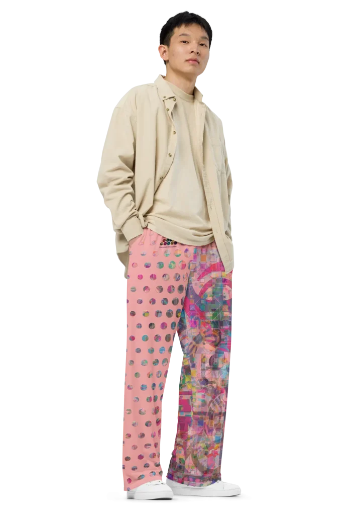 wild peach clothing | Pink peach disco pants wide leg pants | Right front view
