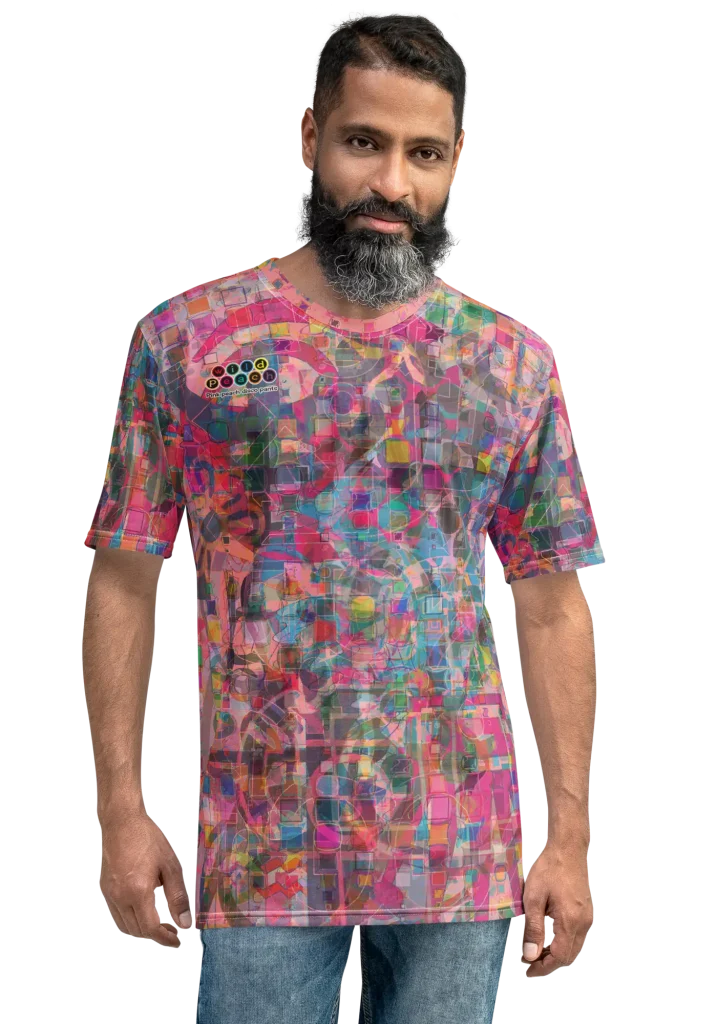 wild peach clothing | Pink peach disco pants men's crewneck t-shirt | Front view