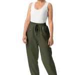 wild peach clothing | Army green confetti track pants | Front view