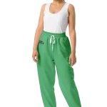 wild peach clothing | Green confetti track pants | Front view