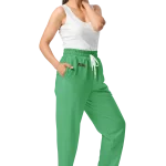 wild peach clothing | Green confetti track pants | Right front view