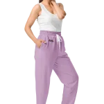 wild peach clothing | Lilac confetti track pants | Right front view