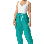 wild peach clothing | Tiffany blue confetti track pants | Front view