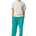 wild peach clothing | Tiffany blue confetti track pants | Front view