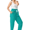 wild peach clothing | Tiffany blue confetti track pants | Right front view