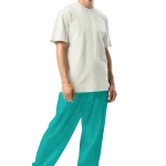 wild peach clothing | Tiffany blue confetti track pants | Right front view