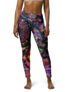wild peach clothing | Colorful abstract high waisted leggings | Colorful machine | Front view