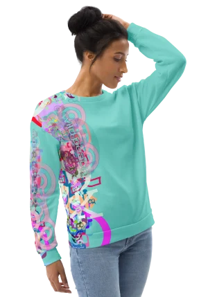 all over print recycled unisex sweatshirt white right front 2