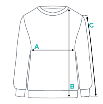 Unisex recycled Sweatshirt size guide | Product measurement