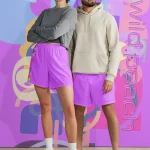 wild peach clothing design 03 heliotrope purple athletic long shorts front 4