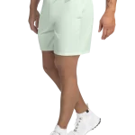 wild peach clothing design 03 honeydew green athletic long shorts left
