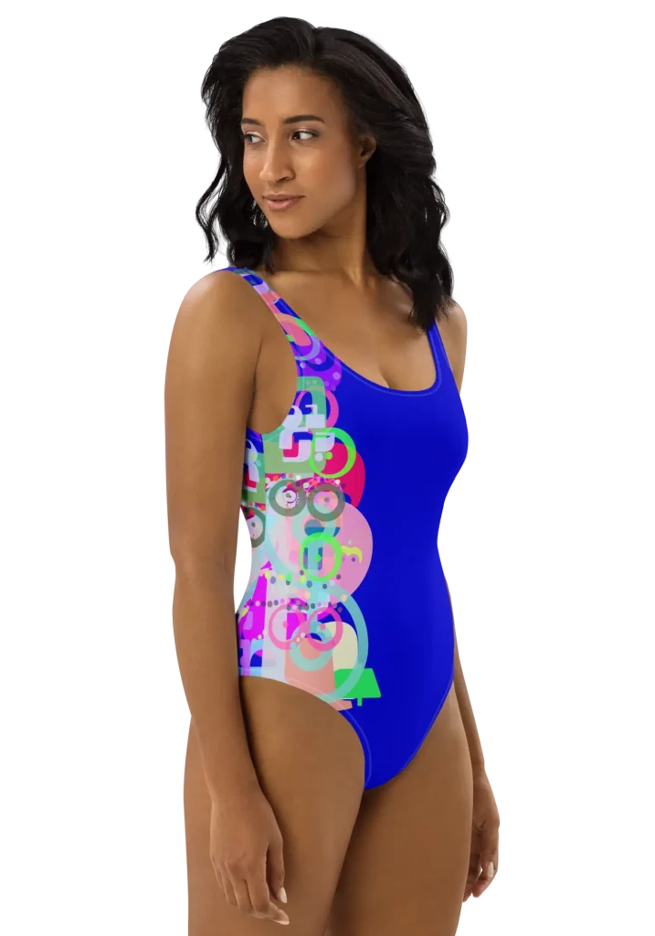 wild peach clothing | Neon Circus Medium Blue One Piece Swimsuit | Rght 3