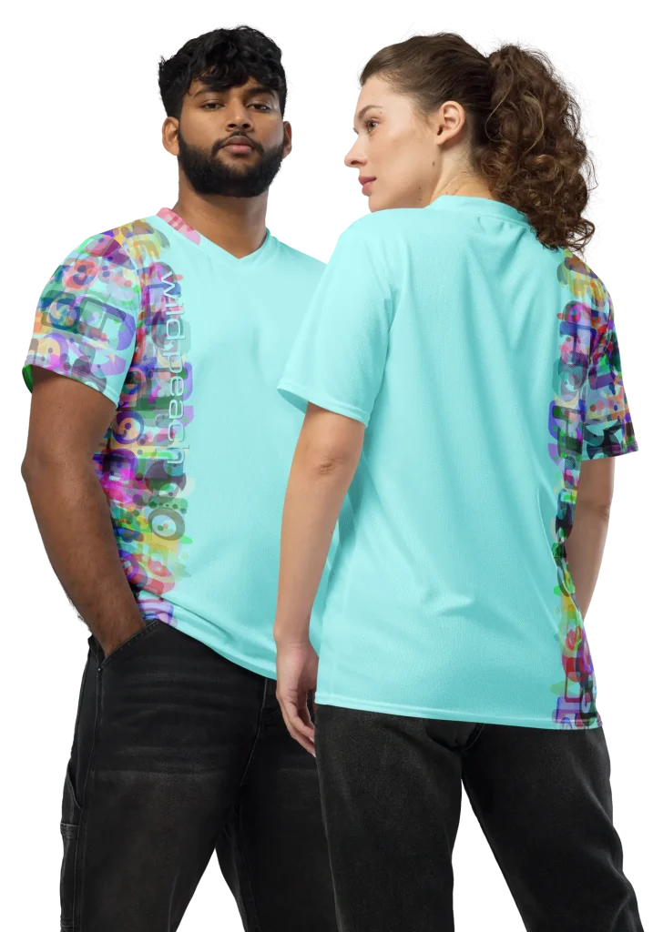 wild peach clothing | Block Party Celeste Blue Sports T shirt | Front