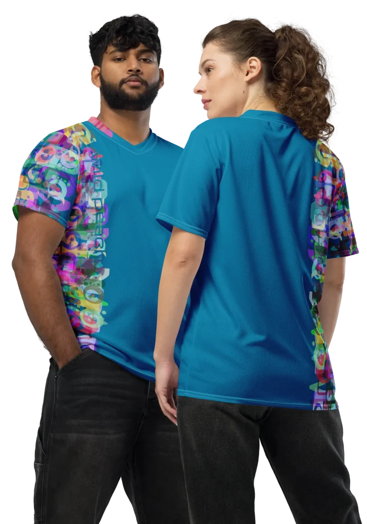wild peach clothing | Block Party Celrulean Blue Sports T shirt | Front 4