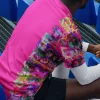 wild peach clothing | Magenta pink sports t-shirt | Right back view