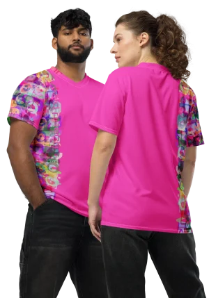 wild peach clothing | Magenta pink sports t-shirt | Dual view