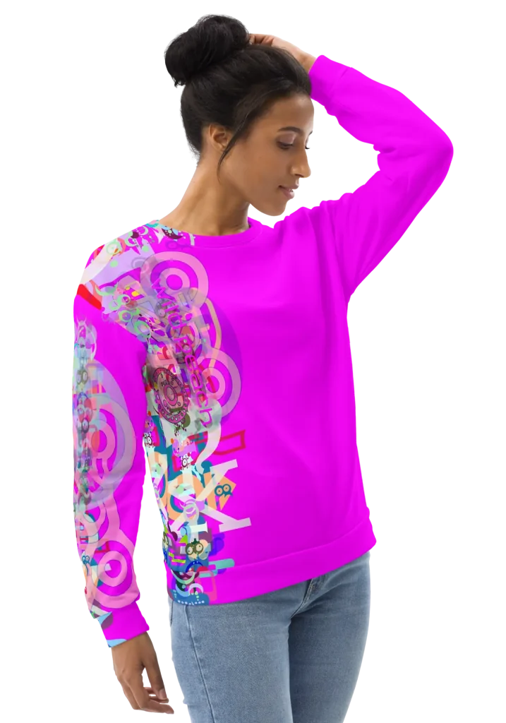 wild peach clothing | Spiral Meltdown Fuchsia Pink Sweatshirt | Front 2