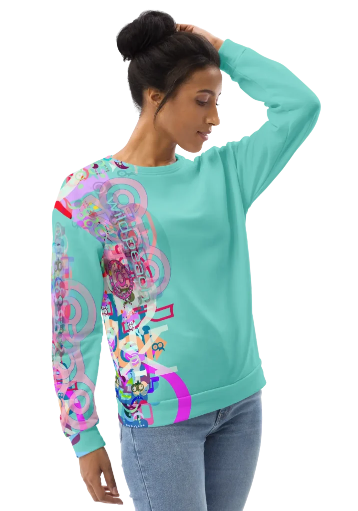 wild peach clothing | Spiral Meltdown Tiffany Blue Sweatshirt | Front