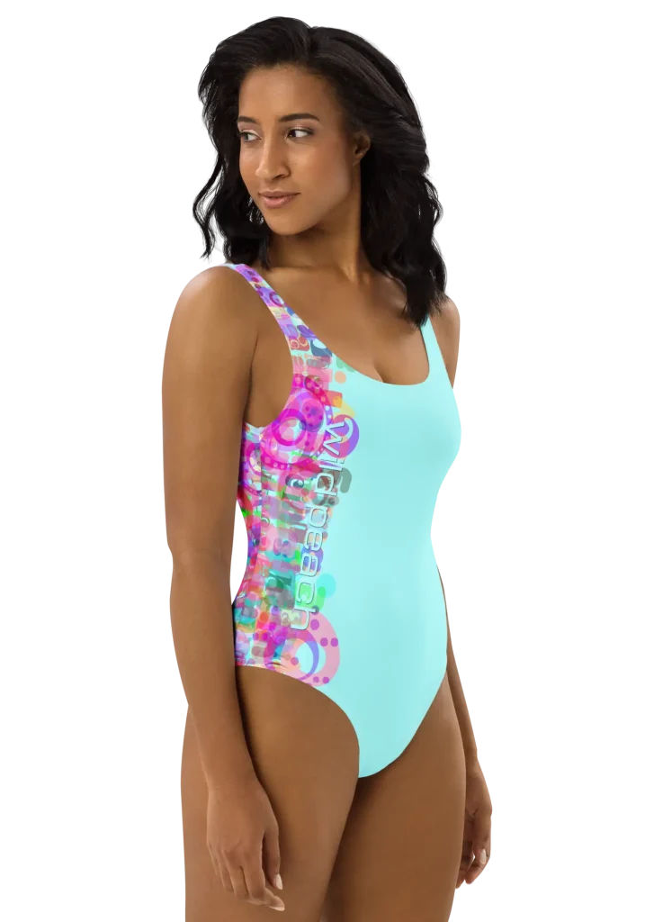 wild peach clothing | Soap Opera Celeste Blue One Pice Swimsuit | Right 1