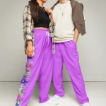 wild peach clothing design 06 heliotrope purple track pants front 1