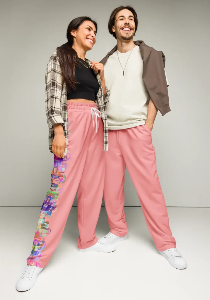 wild peach clothing | Carnival Column Pink Peach Track Pants | Front