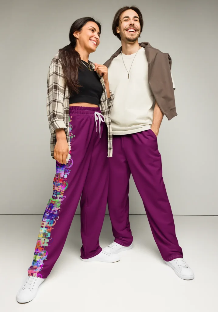 wild peach clothing | Carnival Column Velvet Red Track Pants | Front