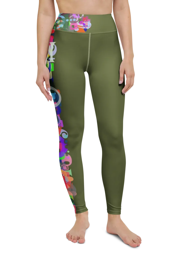 wild peach clothing | Playful Bounce Army Green Leggings | Front