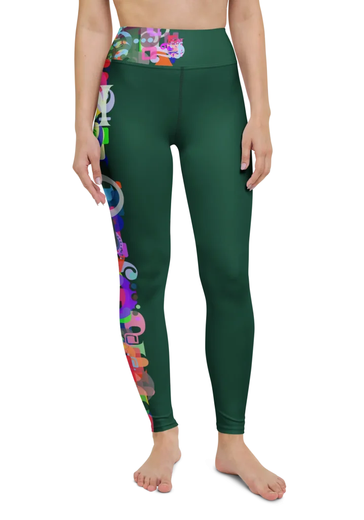 wild peach clothing design 07 dark green leggings front