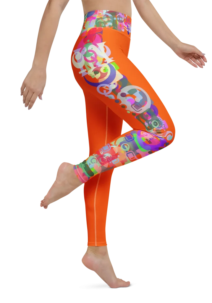 wild peach clothing design 07 neon orange leggings right