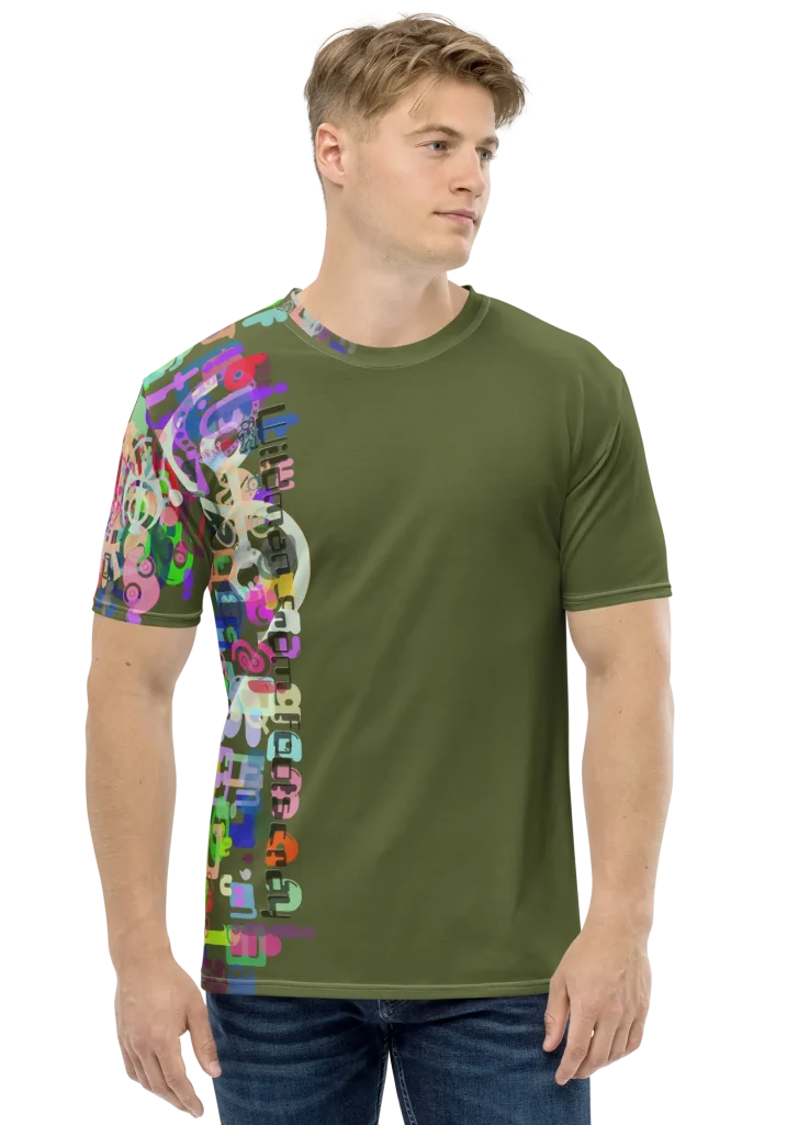 wild peach clothing mens t shirt wildman from footscray army green front 2